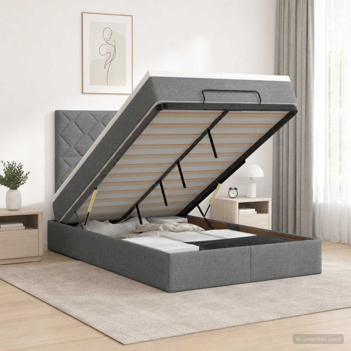 Pat ottoman cu saltea Gri închis 120 x 200 cm Țesătură - WALTI WALTI