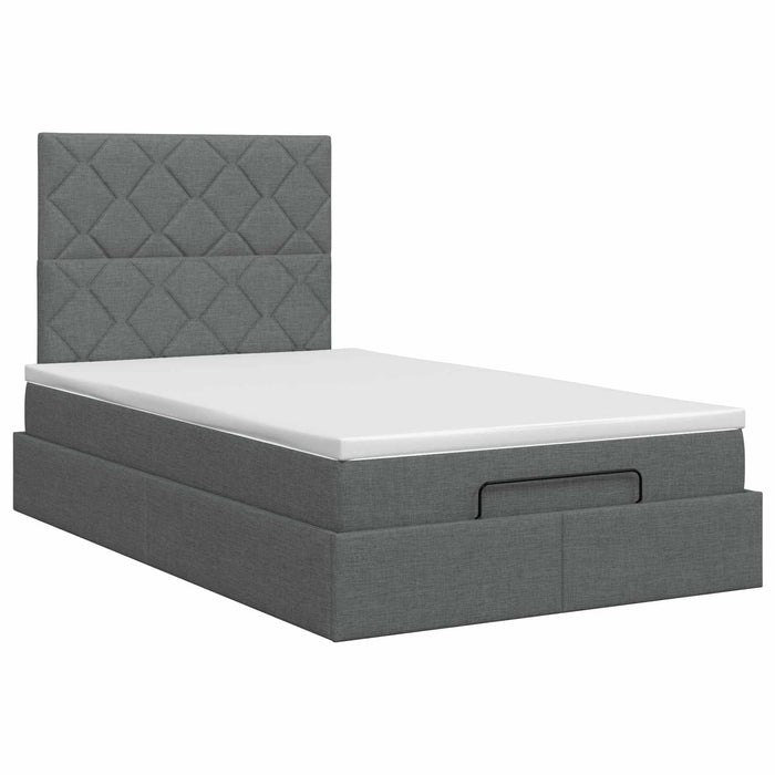 Pat ottoman cu saltea Gri închis 120 x 190 cm Țesătură - WALTI WALTI