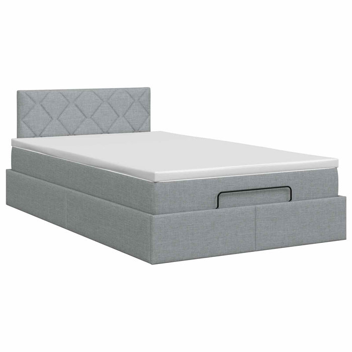 Pat ottoman cu saltea Gri deschis 120 x 200 cm Țesătură WALTI