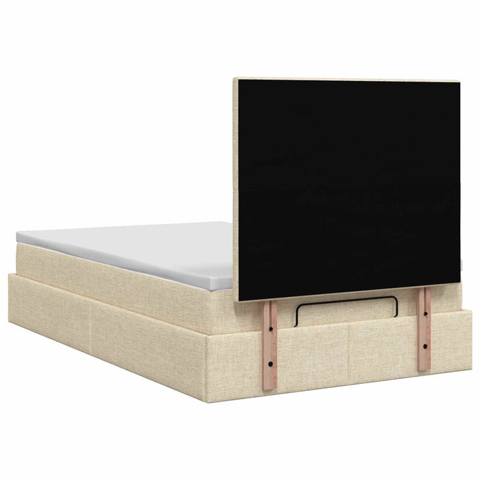 Pat ottoman cu saltea cu headboard Crem 120 x 200 cm Țesătură - WALTI WALTI