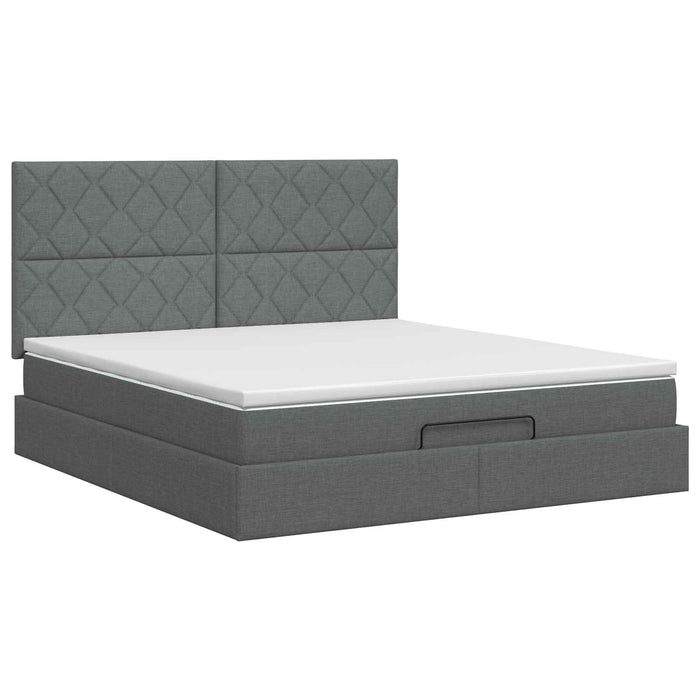 Pat ottoman cu saltea Gri închis 140 x 190 cm Țesătură WALTI