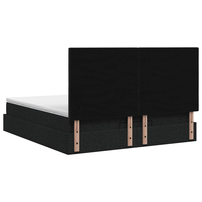 Pat ottoman cu saltea cu headboard Negru 140 x 200 cm Țesătură WALTI