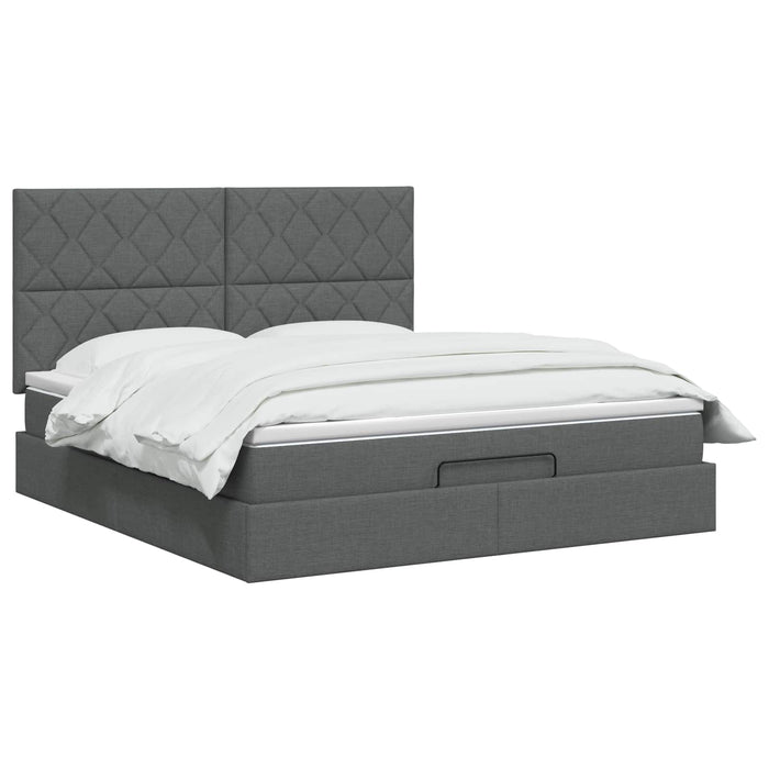 Pat ottoman cu saltea Gri închis 180 x 200 cm Țesătură WALTI
