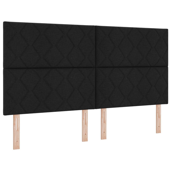 Pat ottoman cu saltea cu headboard Negru 180 x 200 cm Țesătură WALTI