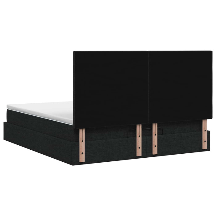 Pat ottoman cu saltea cu headboard Negru 180 x 200 cm Țesătură WALTI
