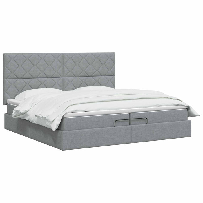 Pat ottoman cu saltea Gri deschis 200 x 200 cm Țesătură WALTI