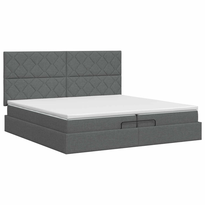Pat ottoman cu saltea Gri închis 200 x 200 cm Țesătură WALTI