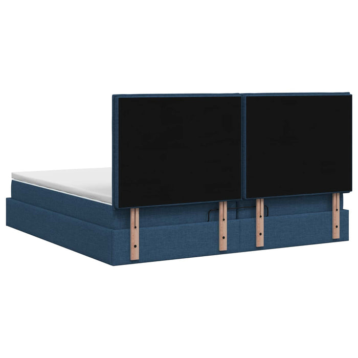 Pat ottoman cu saltea albastru 200 x 200 cm Țesătură WALTI