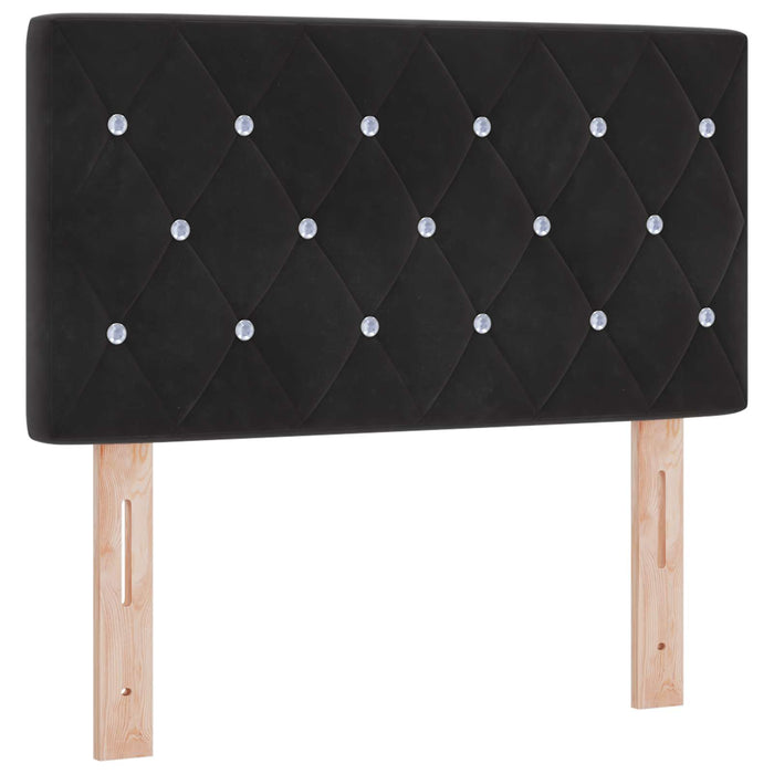 Pat ottoman cu saltea cu headboard Negru 80 x 200 cm Catifea - WALTI WALTI