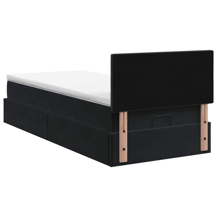 Pat ottoman cu saltea cu headboard Negru 80 x 200 cm Catifea - WALTI WALTI