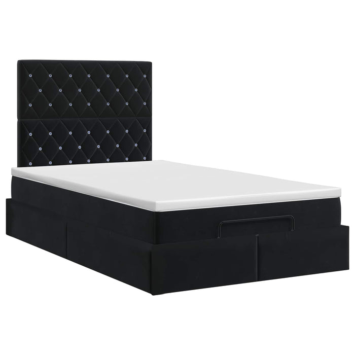 Pat ottoman cu saltea cu headboard Negru 120 x 190 cm Catifea - WALTI WALTI