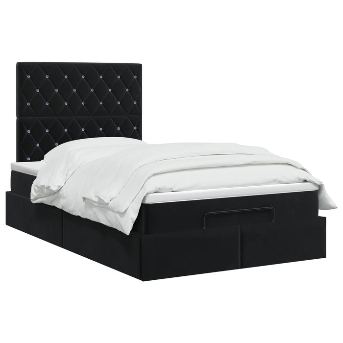 Pat ottoman cu saltea cu headboard Negru 120 x 190 cm Catifea - WALTI WALTI