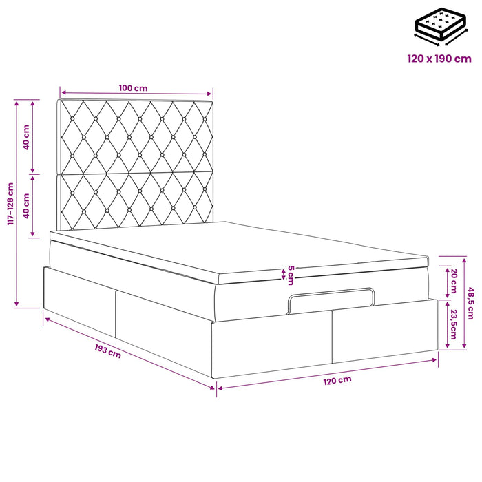 Pat ottoman cu saltea Verde închis 120 x 190 cm Catifea WALTI