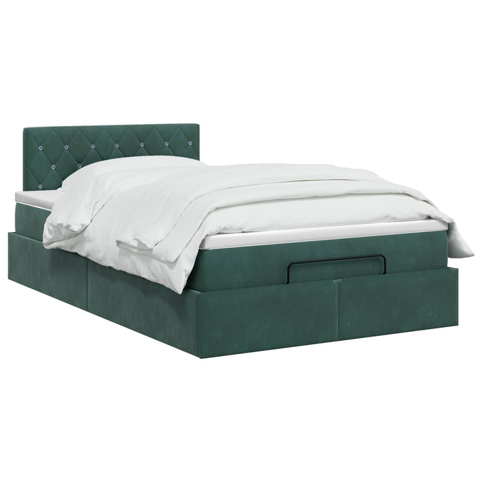 Pat ottoman cu saltea Verde închis 120 x 200 cm Catifea WALTI