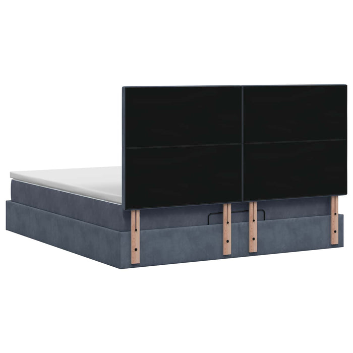 Pat ottoman cu saltea Gri închis 140 x 190 cm Catifea WALTI