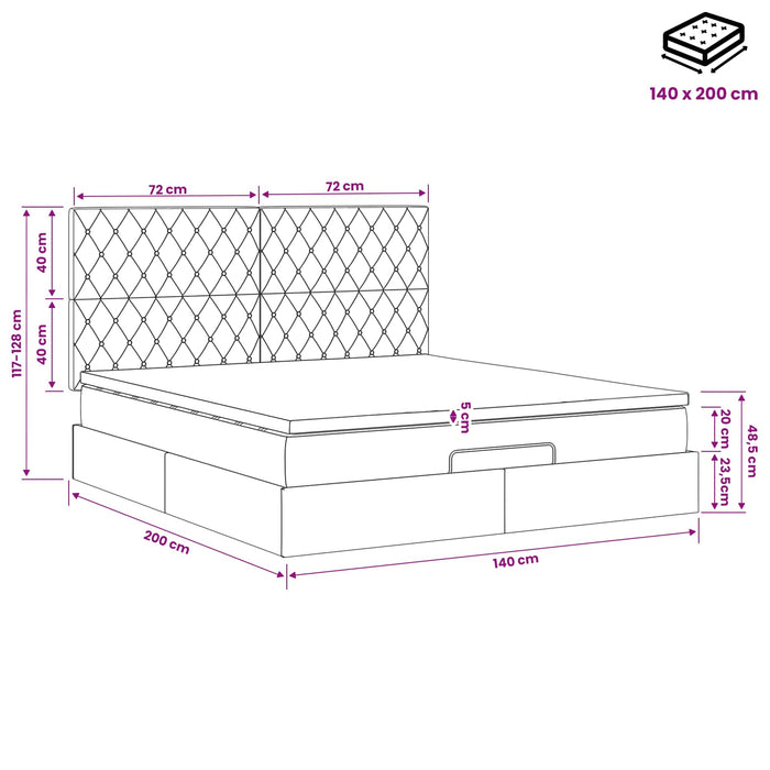 Pat ottoman cu saltea Verde închis 140 x 200 cm Catifea WALTI