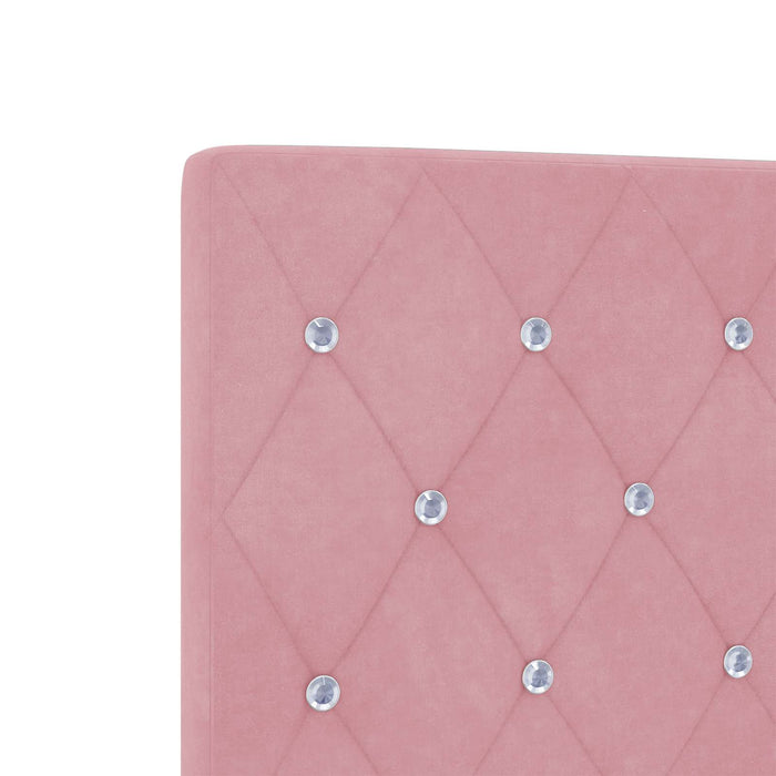 Pat ottoman cu saltea cu headboard Roz 140 x 200 cm Catifea WALTI