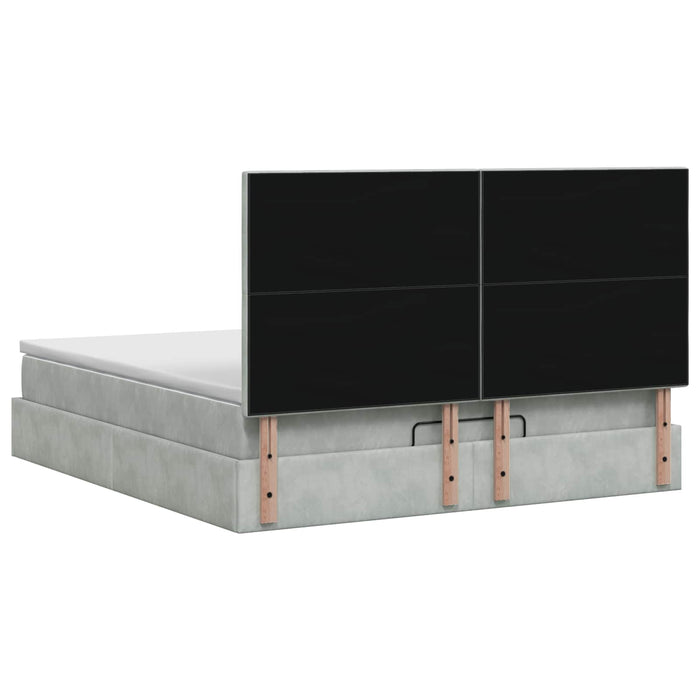 Pat ottoman cu saltea Gri deschis 160 x 200 cm Catifea WALTI