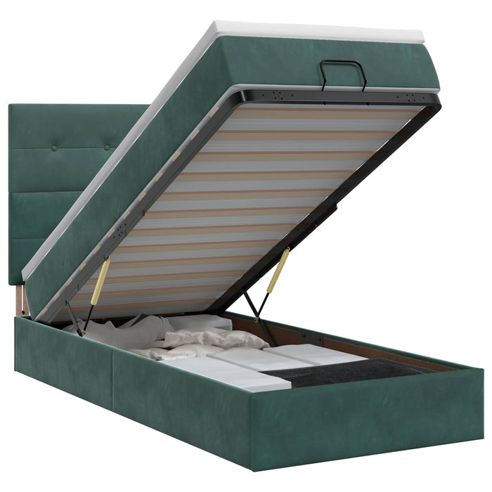 Pat ottoman cu saltea Verde închis 80 x 200 cm Catifea WALTI