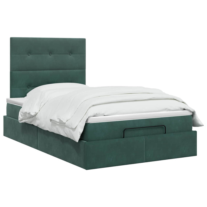Pat ottoman cu saltea Verde închis 120 x 190 cm Catifea WALTI