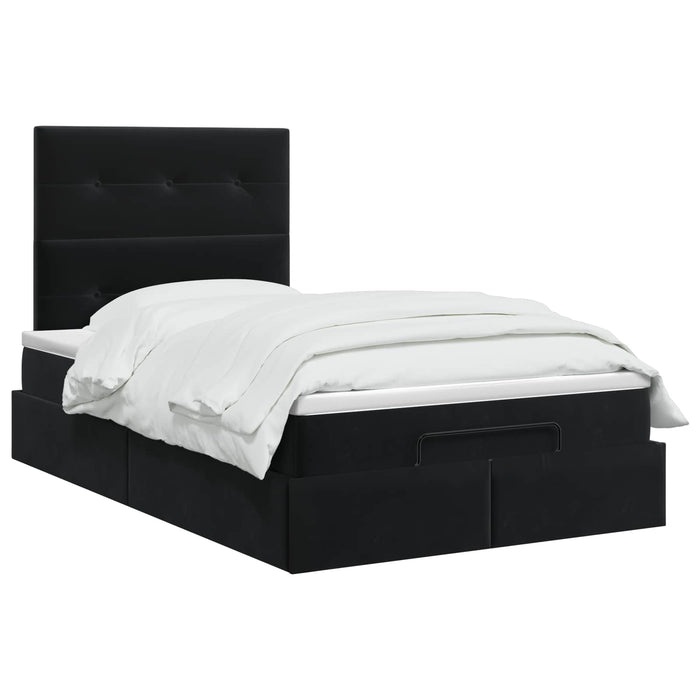 Pat ottoman cu saltea cu headboard Negru 120 x 200 cm Catifea WALTI