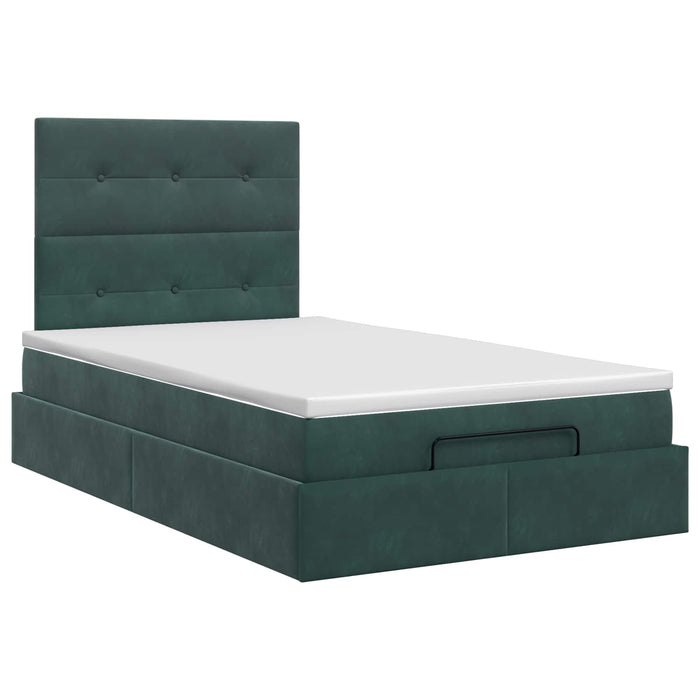 Pat ottoman cu saltea Verde închis 120 x 200 cm Catifea WALTI