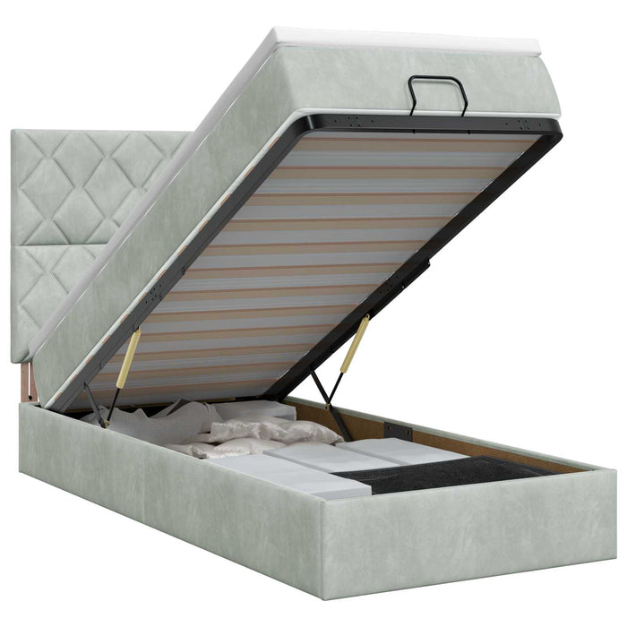 Pat ottoman cu saltea Gri deschis 80 x 200 cm Catifea - WALTI WALTI