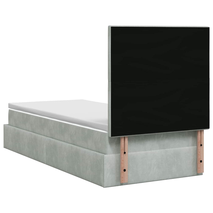 Pat ottoman cu saltea Gri deschis 80 x 200 cm Catifea - WALTI WALTI