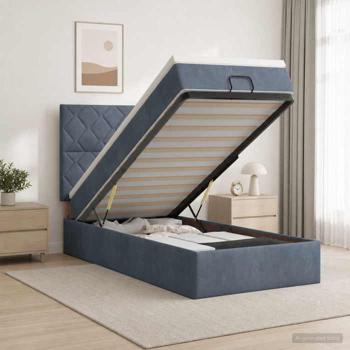 Pat Ottoman cu Saltea și LED Gri închis 100 x 200 cm Catifea WALTI