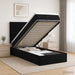 Pat ottoman cu saltea cu headboard Negru 80 x 200 cm Catifea - WALTI WALTI