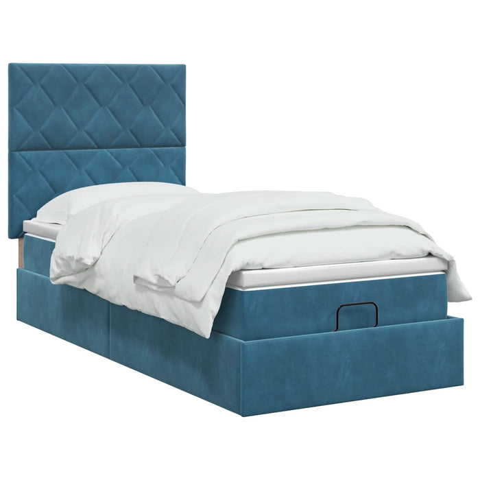Pat ottoman cu saltea Albastru închis 80 x 200 cm Catifea WALTI