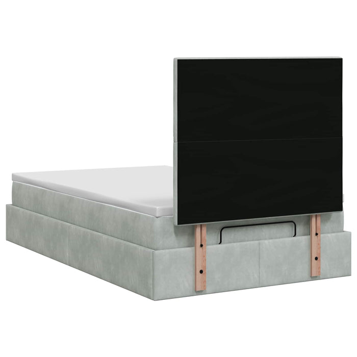 Pat ottoman cu saltea Gri deschis 120 x 190 cm Catifea WALTI