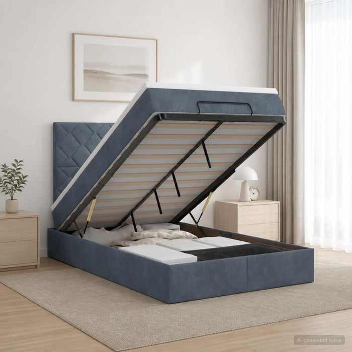 Pat Ottoman cu Saltea și LED Gri închis 120 x 200 cm Catifea WALTI