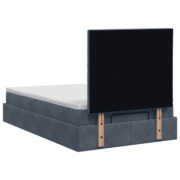 Pat ottoman cu saltea Gri închis 120 x 190 cm Catifea WALTI