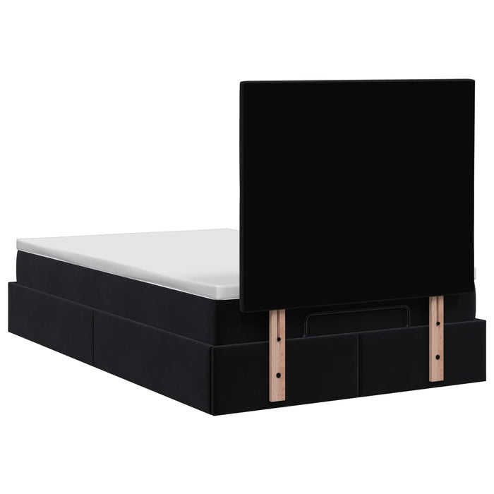 Pat ottoman cu saltea cu headboard Negru 120 x 190 cm Catifea WALTI