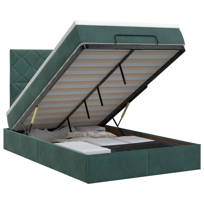 Pat ottoman cu saltea Verde închis 120 x 190 cm Catifea WALTI