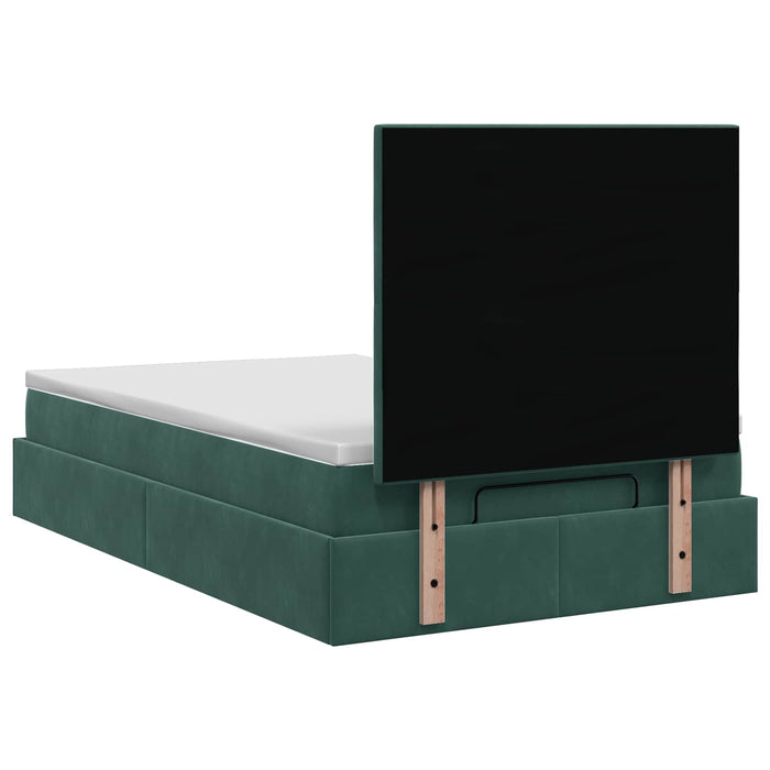 Pat ottoman cu saltea Verde închis 120 x 190 cm Catifea WALTI