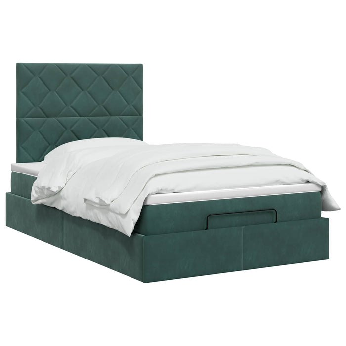 Pat ottoman cu saltea Verde închis 120 x 190 cm Catifea WALTI