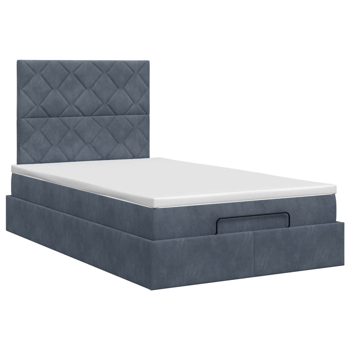 Pat ottoman cu saltea Gri închis 120 x 200 cm Catifea WALTI