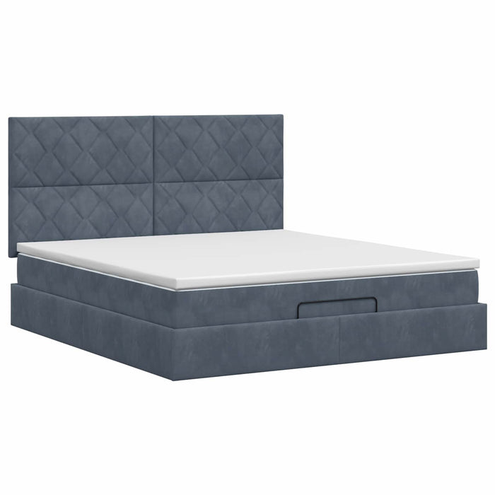 Pat ottoman cu saltea Gri închis 140 x 190 cm Catifea WALTI