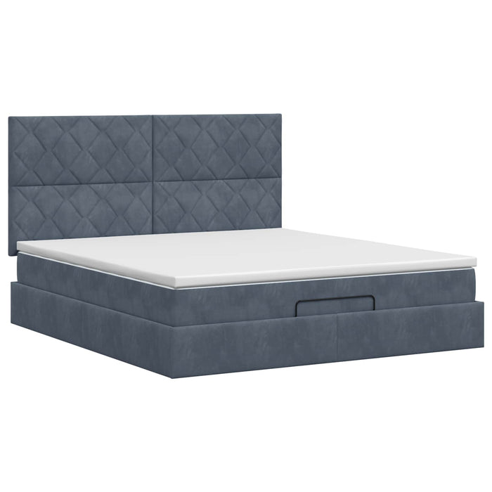 Pat ottoman cu saltea Gri închis 180 x 200 cm Catifea WALTI