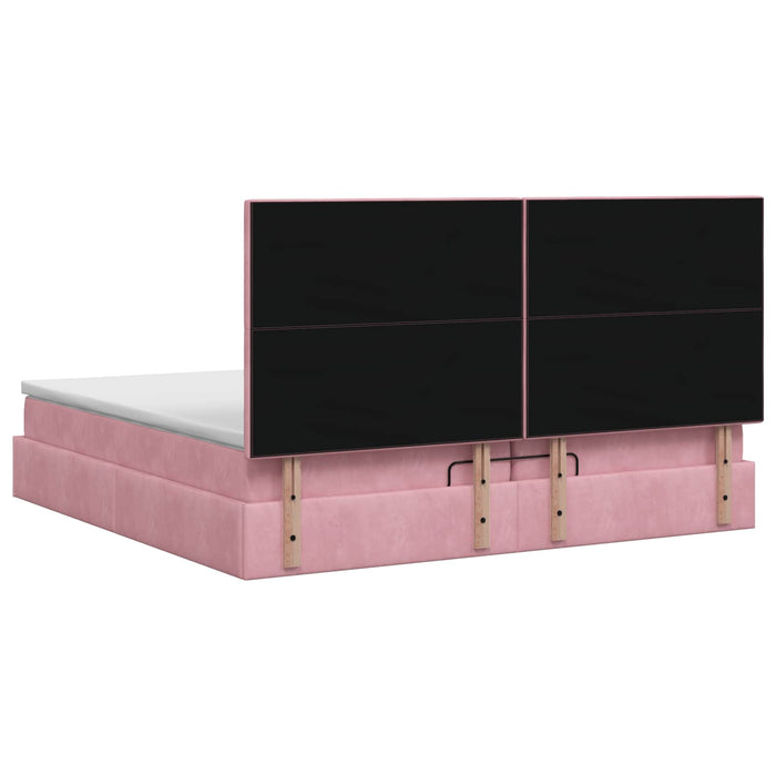 Pat ottoman cu saltea cu headboard Roz 200 x 200 cm Catifea WALTI