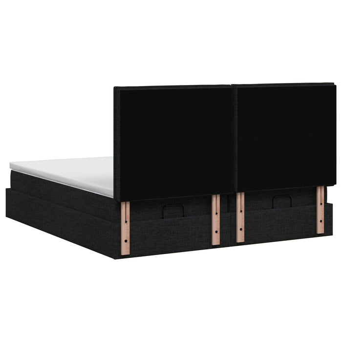 Pat ottoman cu saltea cu headboard 2 pcs Negru Țesătură WALTI