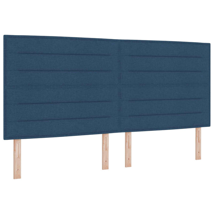 Pat ottoman cu saltea cu headboard 2 buc. albastru Țesătură WALTI