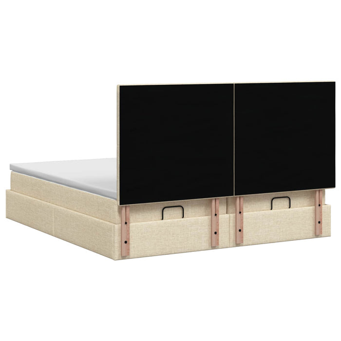 Pat ottoman cu saltea cu headboard 2 buc. Crem Țesătură WALTI