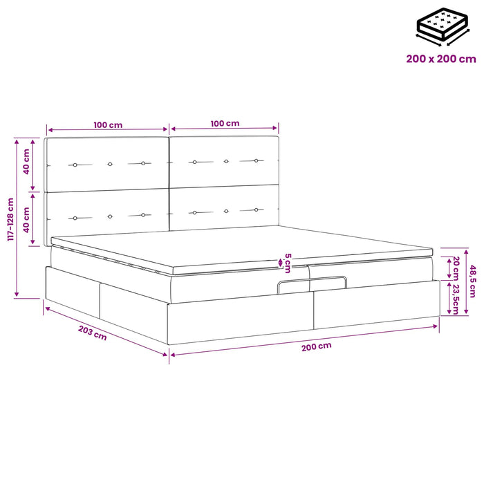 Pat ottoman cu saltea cu headboard 2 buc. Crem Țesătură WALTI