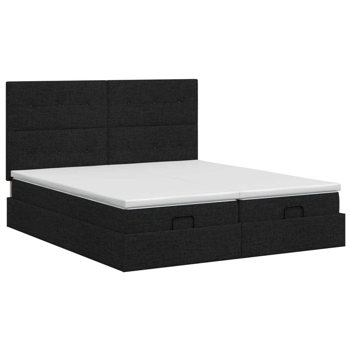 Pat ottoman cu saltea cu headboard 2 buc. Negru Țesătură - WALTI WALTI