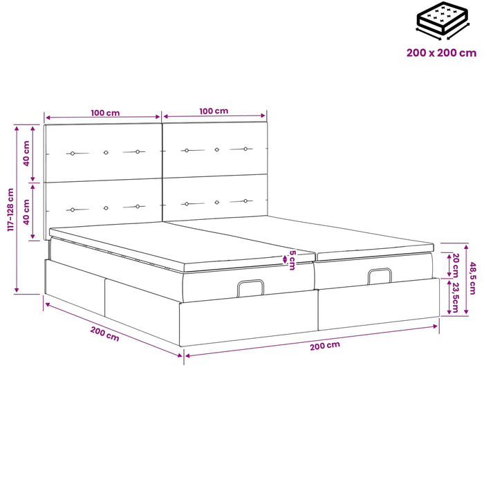 Pat ottoman cu saltea cu headboard 2 buc. albastru Țesătură WALTI