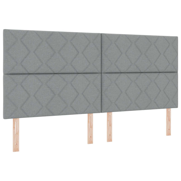 Pat ottoman cu saltea cu headboard 2 buc. Gri deschis Țesătură WALTI