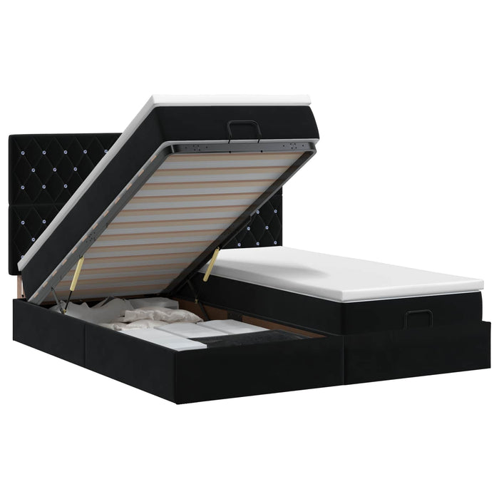 Pat ottoman cu saltea cu headboard 2 buc. Negru Catifea - WALTI WALTI